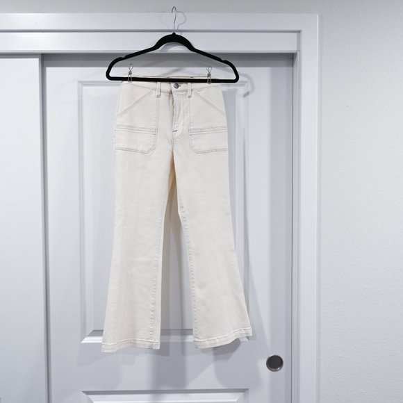 FRAME Denim Cropped Flare Pants in Off White Size 25 - Picture 3 of 9